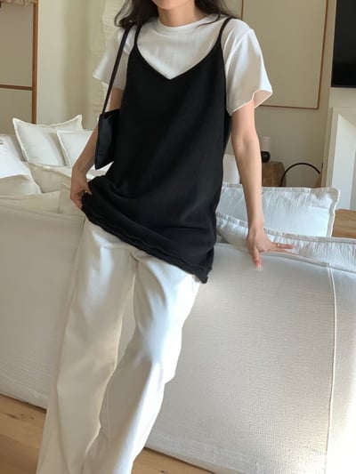 W7成團！《b家》棉100花捲邊針織吊帶6