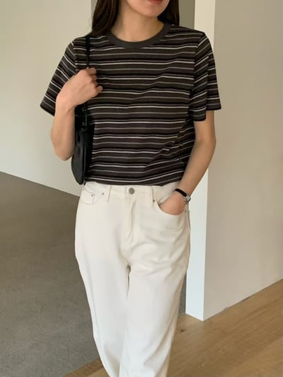 W6成團！《花語家》今年新款漂亮顯瘦條紋T(推black)15