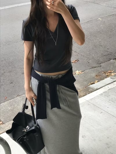 last 1早鳥價！《26春夏爆紅設計師》低腰後綁繩開衩長裙8