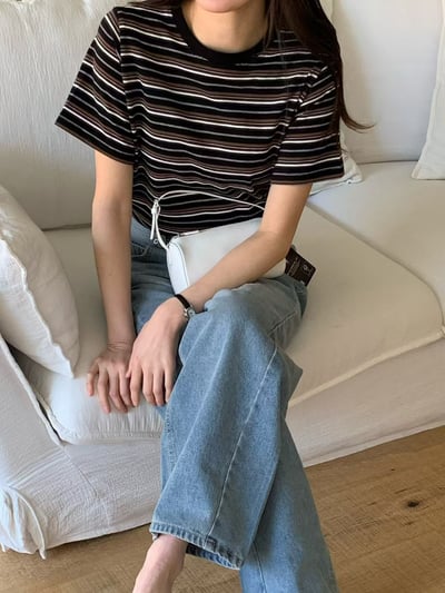 W6成團！《花語家》今年新款漂亮顯瘦條紋T(推black)4
