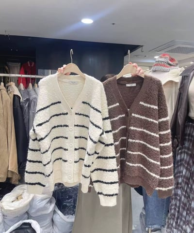 現貨！《小資韓貨》捲捲毛條紋cdg2