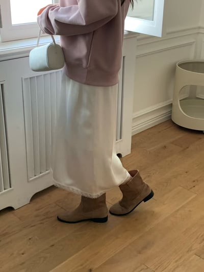 W6成團！《花語家》人造絲鬆緊蕾絲半裙8