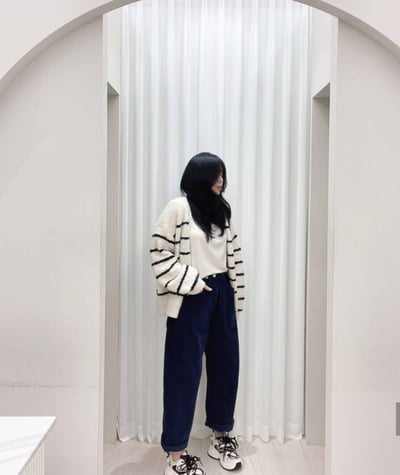 現貨！《小資韓貨》捲捲毛條紋cdg7