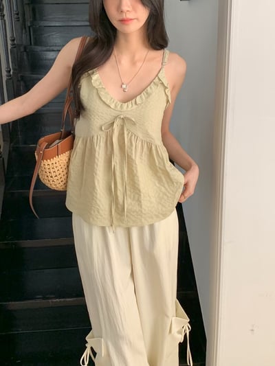 LAST 1早鳥價！《可愛甜美》荷葉邊綁帶傘狀背心3