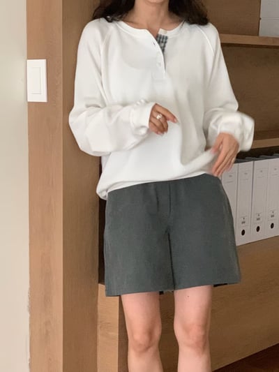 last 1早鳥價！《b家》waffle格紋排扣上衣2