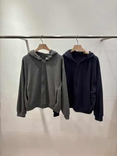 現貨深藍一件！《質感店家》skin fleece hood zip-up and pt8