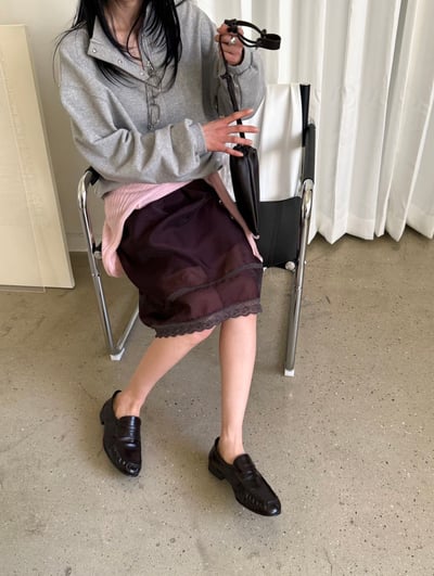 W5成團！《l&k》法式蕾絲半裙(onni推burgundy)11