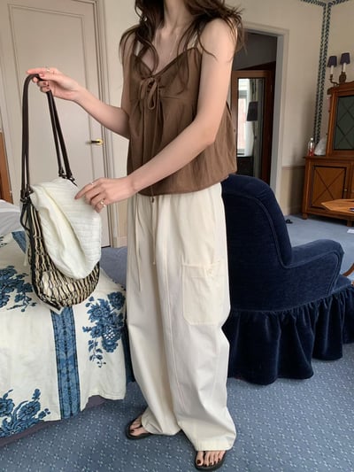 早鳥價開團中！《清新甜美》法式棉麻傘狀綁帶背心10