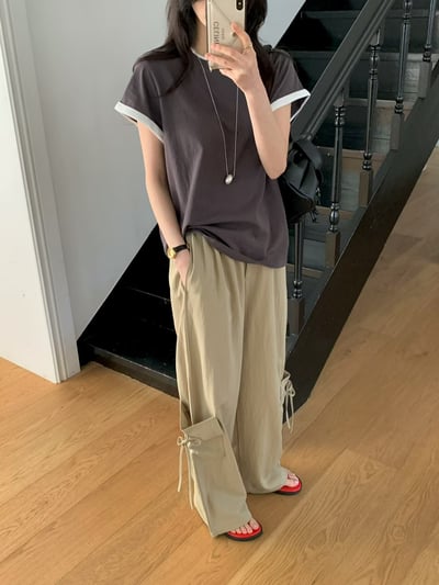 早鳥價開團中！《可愛甜美》撞色滾邊寬袖T-shirt8