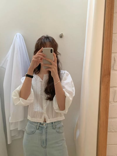 W6成團！《ounce》下擺鬆緊蕾絲blouse3