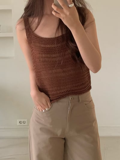 早鳥價開團中！《平價韓貨》針織鏤空背心3