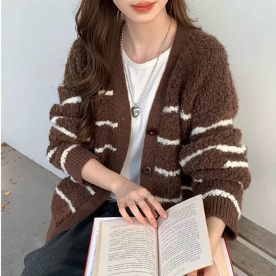 現貨！《小資韓貨》捲捲毛條紋cdg3