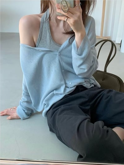 早鳥價開團中！《夏日罩衫》寬鬆大件落肩薄罩衫18