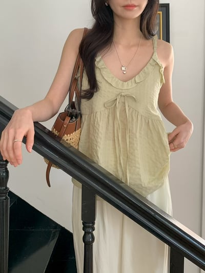 LAST 1早鳥價！《可愛甜美》荷葉邊綁帶傘狀背心2