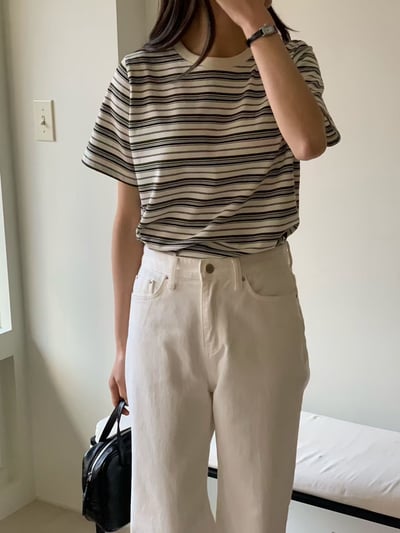 W6成團！《花語家》今年新款漂亮顯瘦條紋T(推black)20