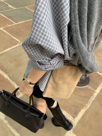 斷貨《ounce襯衫真的推》韓妞中性格紋襯衫22