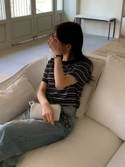 W6成團！《花語家》今年新款漂亮顯瘦條紋T(推black)2