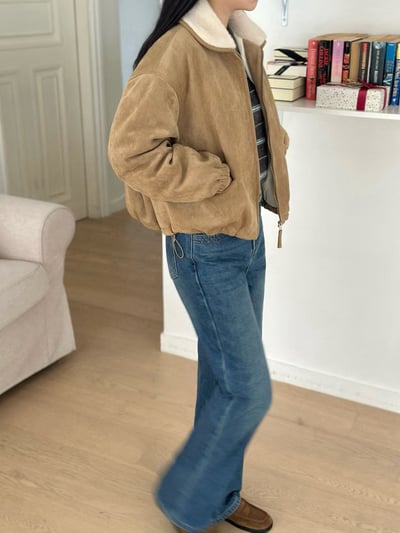 現貨！《冬天外套》麂皮短版QQ毛領鴨絨外套5