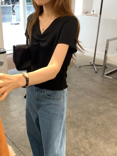 W9成團(早鳥價維持)！《ounce》胸前抓皺短袖上衣12