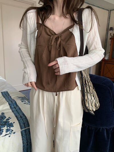 早鳥價開團中！《清新甜美》法式棉麻傘狀綁帶背心21