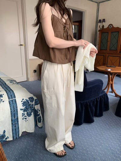 早鳥價開團中！《清新甜美》法式棉麻傘狀綁帶背心16