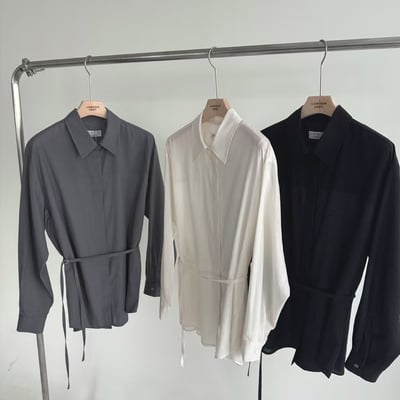 W5成團！《冷色調》超舒服腰身綁繩襯衫5