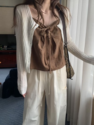 早鳥價開團中！《清新甜美》法式棉麻傘狀綁帶背心19