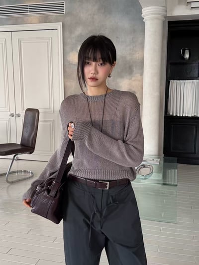 開團中早鳥價！《冷色調》亞麻短版粗針織2