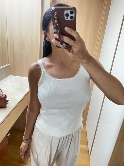 W8成團！《小資湊免運》蕾絲滾邊肩帶背心2