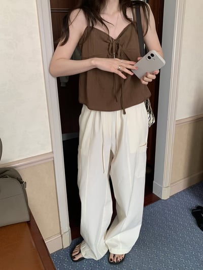 早鳥價開團中！《清新甜美》法式棉麻傘狀綁帶背心6