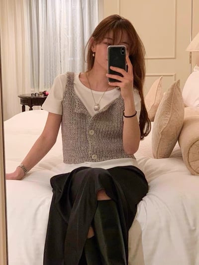 灰色現貨！《ounce春裝》雙面穿粗毛線背心4