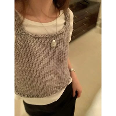 灰色現貨！《ounce春裝》雙面穿粗毛線背心5