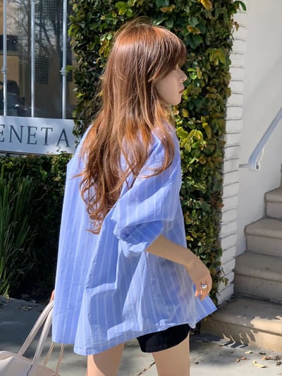 last 1早鳥價！《ounce》天空色直紋襯衫1