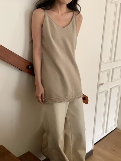 W7成團！《b家》棉100花捲邊針織吊帶11