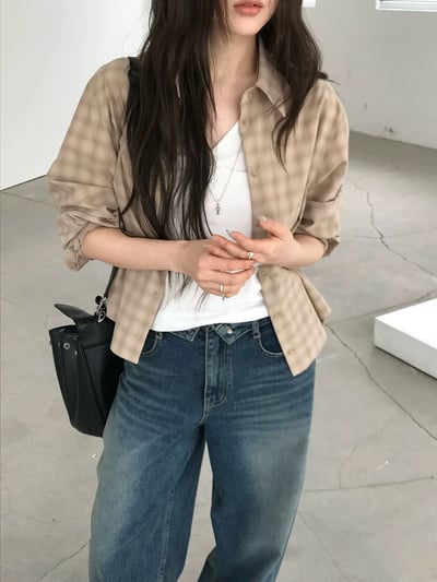 last 1早鳥價！《26春夏爆紅設計師》格紋短版襯衫3