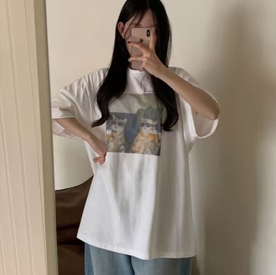 W7成團！《夏日T shirt》啤酒貓咪 tee14