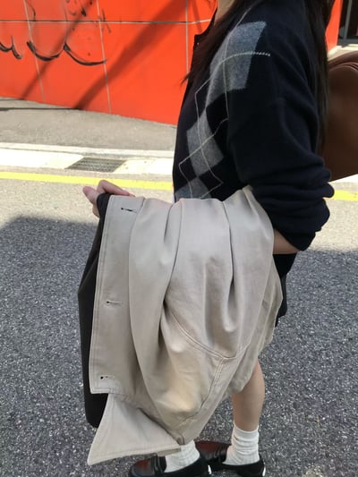 深藍現貨!《2025 trend》直式菱格紋針織外套8