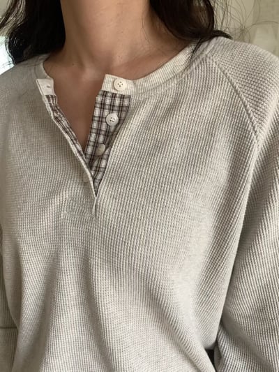 last 1早鳥價！《b家》waffle格紋排扣上衣8