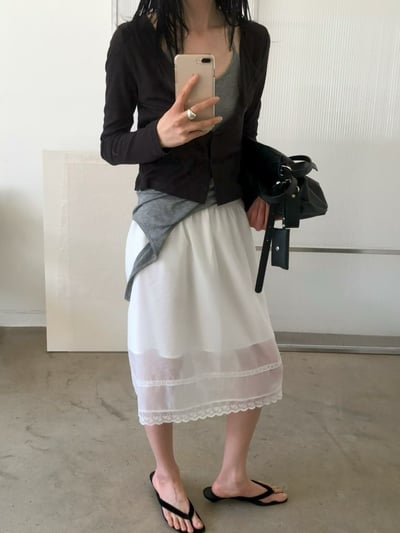 W5成團！《l&k》法式蕾絲半裙(onni推burgundy)19
