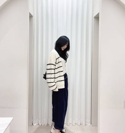 現貨！《小資韓貨》捲捲毛條紋cdg8