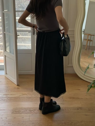 W6成團！《花語家》人造絲鬆緊蕾絲半裙15