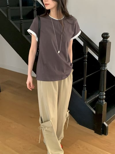 早鳥價開團中！《可愛甜美》撞色滾邊寬袖T-shirt7