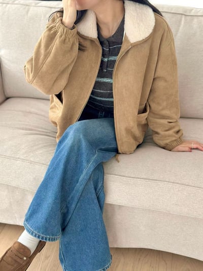 現貨！《冬天外套》麂皮短版QQ毛領鴨絨外套7