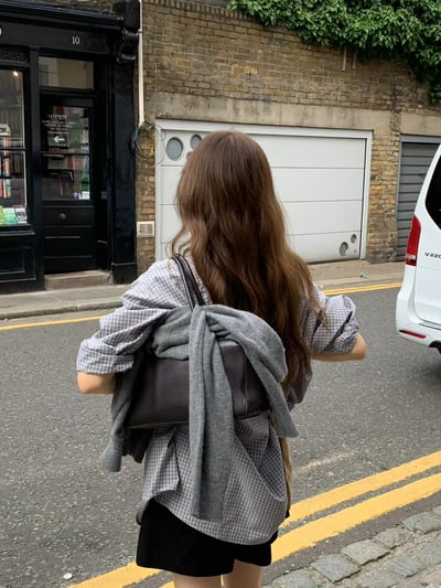 斷貨《ounce襯衫真的推》韓妞中性格紋襯衫19