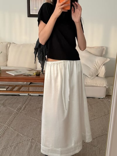 早鳥價開團中！《麵包家》法式綁帶絲綢白裙2