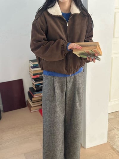 現貨！《冬天外套》麂皮短版QQ毛領鴨絨外套3