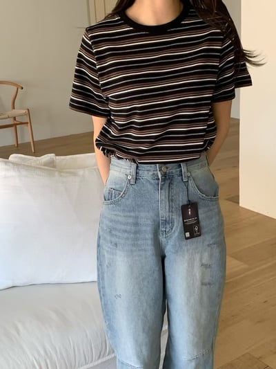 W6成團！《花語家》今年新款漂亮顯瘦條紋T(推black)8
