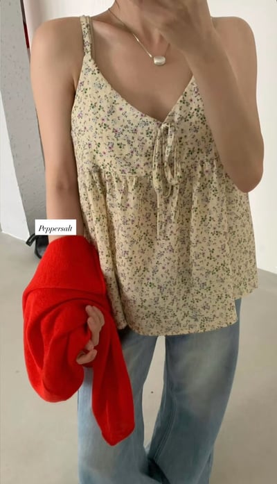 早鳥價開團中！《小資湊免運》碎花可調節細肩背心9