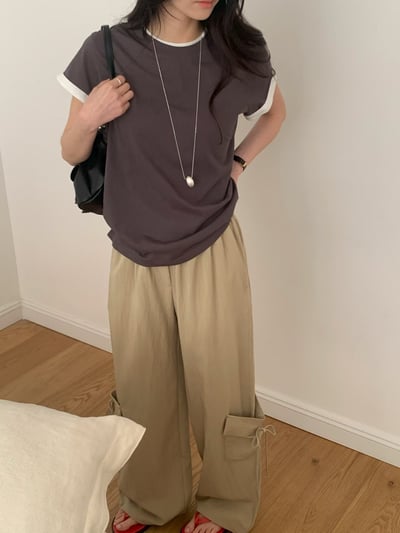 早鳥價開團中！《可愛甜美》撞色滾邊寬袖T-shirt9