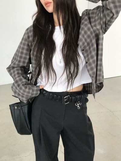 last 1早鳥價！《26春夏爆紅設計師》格紋短版襯衫11